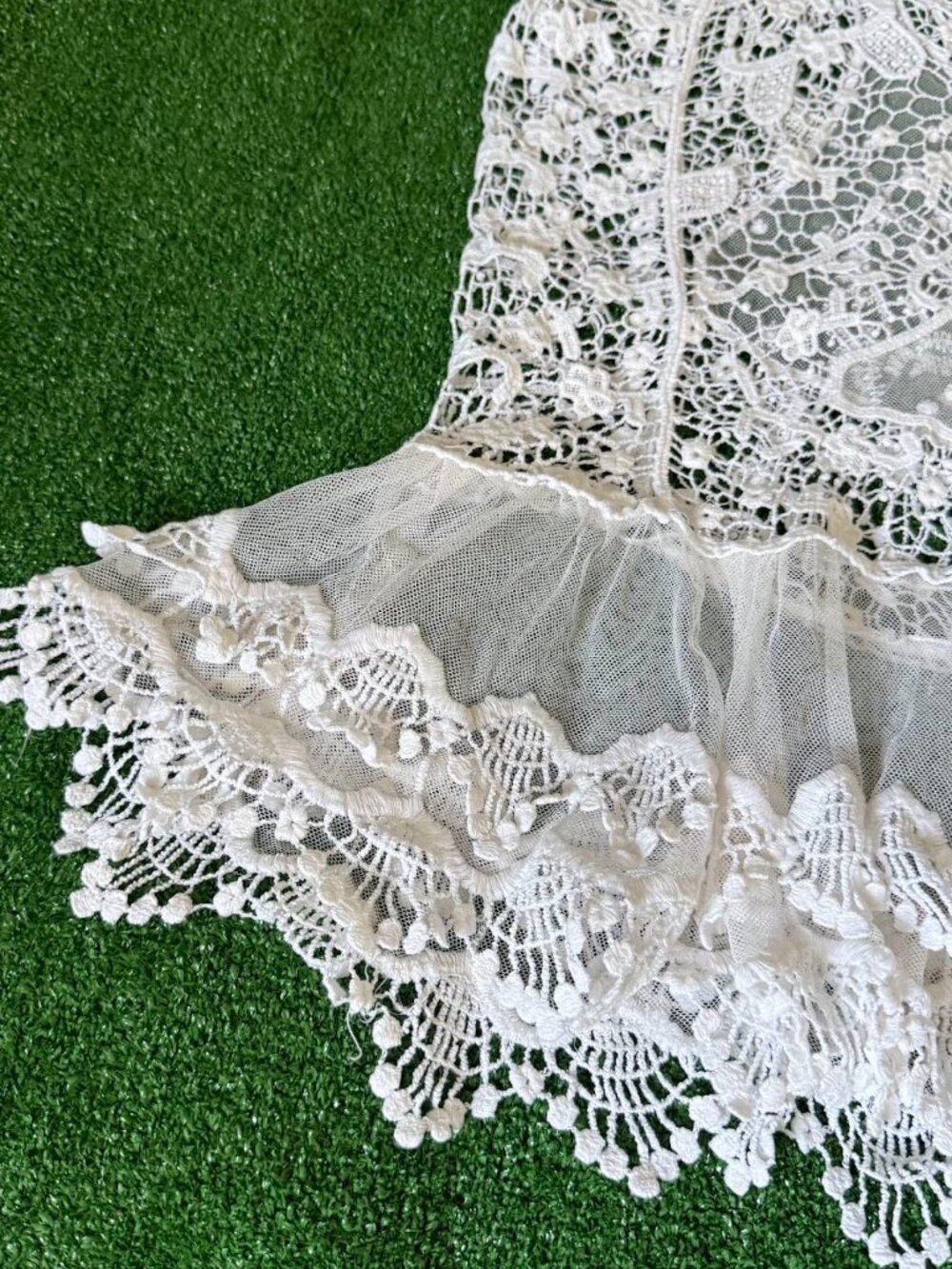 Roommates Boho Ivory Crochet Lace Sheer Tank Top Festival Cover Up Plus Size 3X - Picture 11 of 14